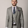 Костюм мужской тройка светло-серый 80% шерсти Sezzar.by