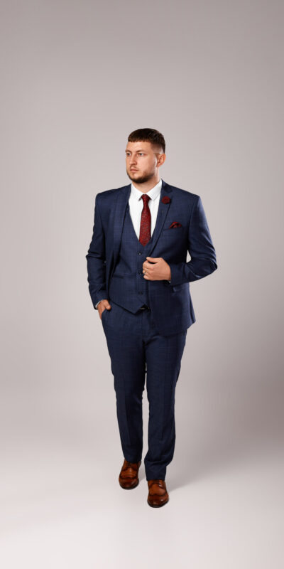 Костюм тройка тёмно-синий в клетку Sezzar.by