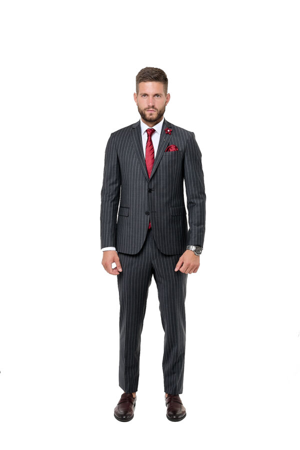 Костюм двойка тёмно-серый в тонкую полоску Sezzar.by