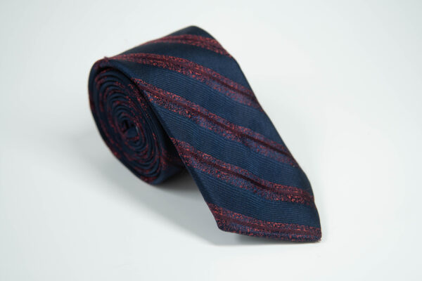 Галстук мужской тёмно-синий в красную полоску Sezzar.by