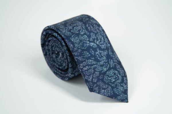 Галстук мужской синий фактурный в узор 