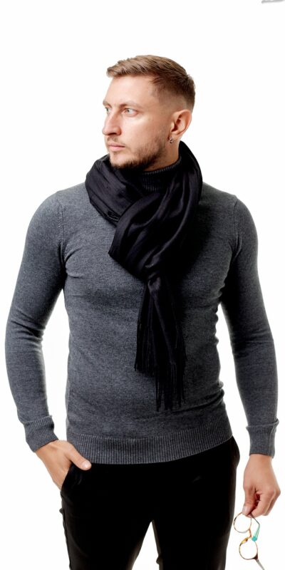 Шарф мужской чёрный однотонный Sezzar.by