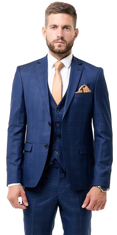 Костюм тройка синий в клетку Sezzar.by
